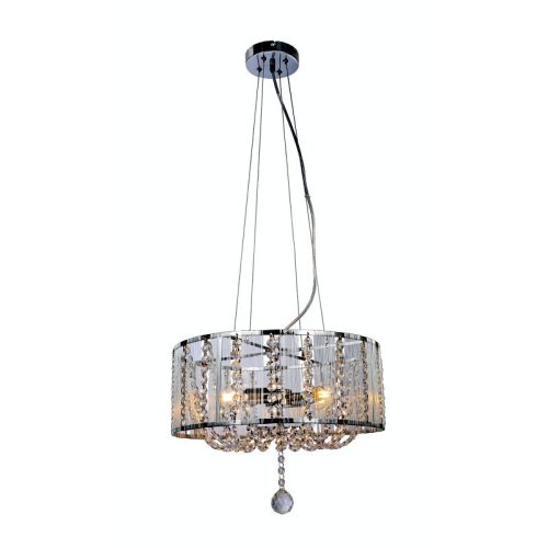 REALITY Evarton Pendant lamp, chrome 4*E14 Max.40W bulb excl. Dia:40cm H:20cm Total H: 120cm. Hangings crystal glass 