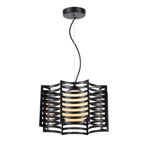 REALITY Laria 1LT Pendant lamp 30*30cm H120cm Metal: black matt Shade 1: metal black, Shade 2: glass white opal matt1xE27 40W bulb excl.