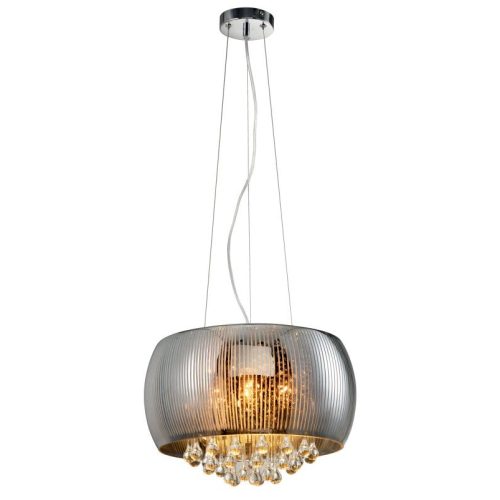 REALITY Aggio Pendant lamp,chromeCrystal hangings6*G9 33W bulb incl.glass shade Dia.38cm H20cm total H:120cm