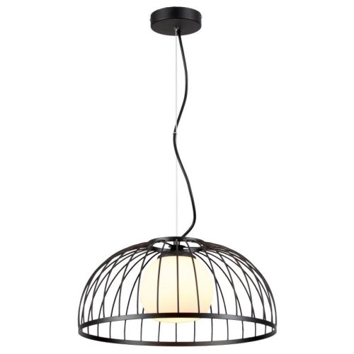 REALITY Solario Pendant lampMaterial: Iron+glass opal white Dia.15cmBlack Finishing1* E27 bulb not incl.D40x25xH120cm