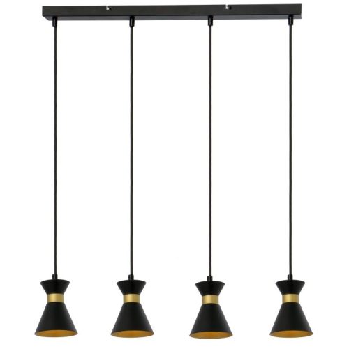 REALITY Breda 4lt pendant4*E14 bulb not inclmetal shade matt black+golden insidesize:L70*W10*H120cmcanopy:L65*W5,5*H2.5cm,shade D10*H12cm