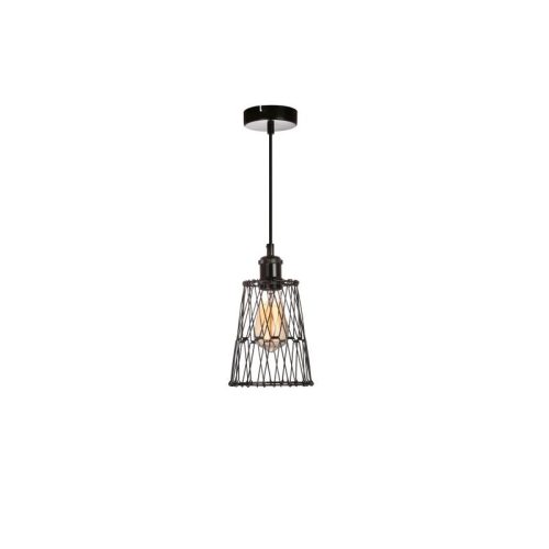 REALITY Cameleon 1Light Pendant Lampmetal shiny black1xE27 socket,~230v,Max 40W. Safty Class II,bulb not uncluded. Top Round Ceiling: Dia.10cm (Overall H.120cm)x1 deformable wire shade (shade