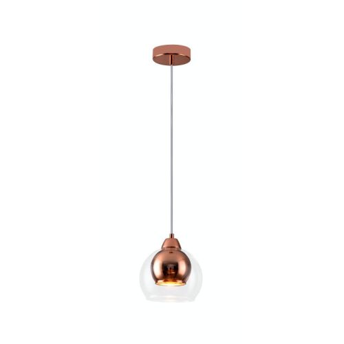 REALITY Clara 1lt Pendant lamp Rose gold Glass Shade color: clear + Rose gold Material: METAL + double Glass 1x E27 · max. 40W bulb not incl. Product dimensions:D:15cm, H:100cm Glass shade dimensi