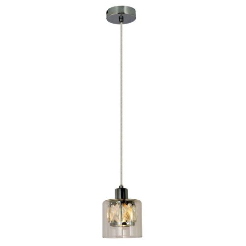 REALITY Elmo Pendant lamp 1-ltmetal chrome finish Crownie shade w D12*H11cm clear glass 1 x E14, max. 40W bulb not inclsize: D:12*H120 cm