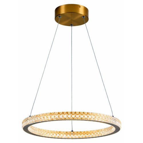 REALITY Mitchell Pendant lamp, Alu.and Crystal and Iron Galvanized gold Alu.LED 36W; 80lm/W;4000K25000hours;CRI≧80;A+With Remote control,on/off+dimmableSize:D400*H1200mm