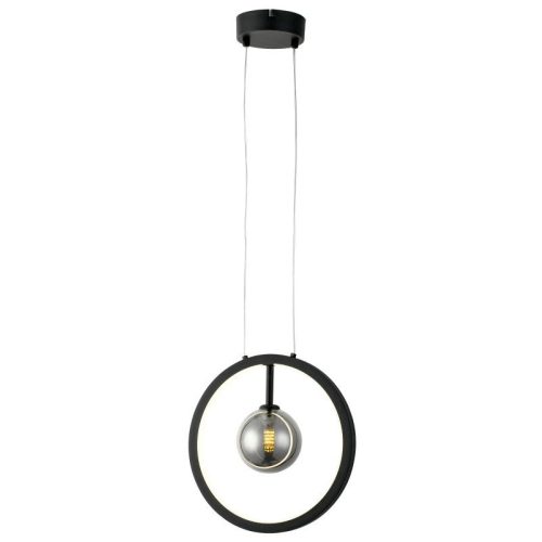 REALITY Omaha small size pendantsand black PVC+smokey glass LED 12W 4000K+1*G9 bulb not incl.size:W280*1200mm(glass Dia.100mm)