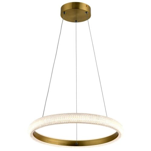 REALITY Vigo LED pendant lamp,alu. Galvanized goldfinishDia. 40cm with Auxerre clear diffusersLED 18W 4000Ktotal H120cm 