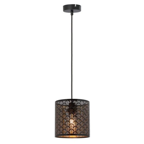 REALITY Tuluza 1lt pendant shade D20*H20cmfabric shade black with golden insideplastic canopy black Dia.9cm total L80cm1*E27,Max.60W bulb not incl.