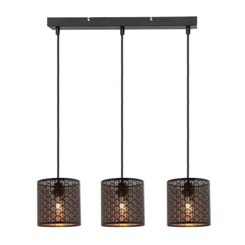 REALITY Tuluza 3lt pendant size:75*20*105cm fabric shade black with golden inside Dia.20*H20cm3*E27, max. 60W bulb not incl.