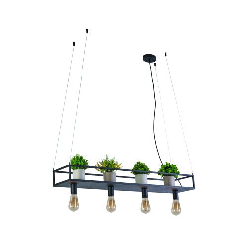 REALITY Fiore 4lt pendant metal,all in sand black finish4*E27 bulb not incl.size: L:1000,W:230, H100mm total H:1200mm