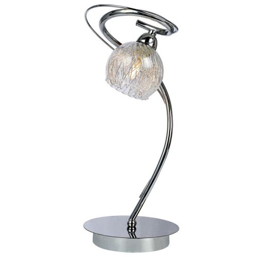 REALITY Ariana Table lamp, chrome 1*G9 Max. 33W bulb incl.clear glass with metal mesh inside. Glass H:12cm H:10cm. TL H:32cm. Dia:16cm  - REAL-527901-06