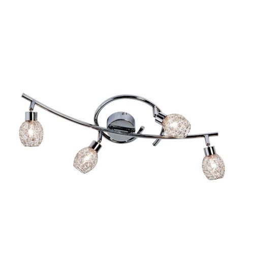 REALITY Mesh  4lt Spot lamp,chrome shade mesh Dia:8cm canopy Dia:8cm H:15cm L: 60cm 4*G9 33W,bulb incl.