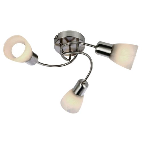 REALITY Gordon Ceiling lamp,Nickel matt with white alabaster glass3*E14,bulb excl. Dia.44cm H:16cm