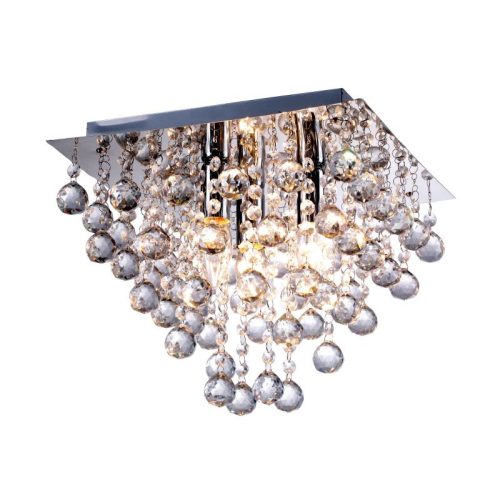 REALITY Lancaster crystal  Ceiling lamp, chrome Crystal hanging beads 3*E14 Max 40W, bulb excl. Dia:32x32cm H:27cm 