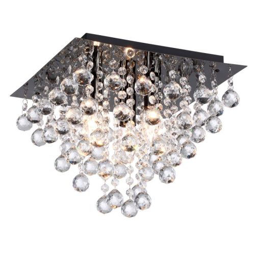 REALITY Lancaster crystal Ceiling lamp,shiny black finishCrystal hanging beads3*E14 Max.40W,bulb excl.Dia:32cm H:26.8cm