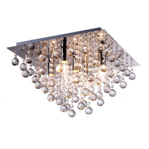 REALITY Lancaster crystal  Ceiling lamp, chrome Crystal hanging beads 5*E14 Max 40W, bulb excl. Dia:42x42cm H:27cm 