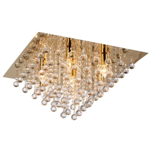 REALITY Lancaster crystal Ceiling lamp,shiny gold finishCrystal hanging beads7*E14 Max.40W,bulb excl.Dia:56cm H:32cm 