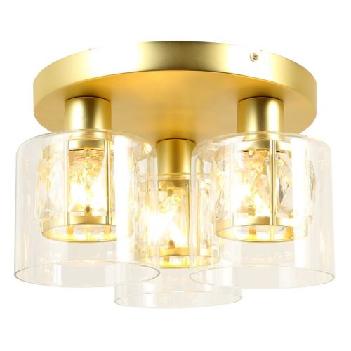 REALITY Elmo Ceiling lamp 3-ltmetal galvanized gold matt Crownie shade w D12*H11cm clear glass 3 x E14, max. 40W bulb not inclsize: D:25*H15.5 cm