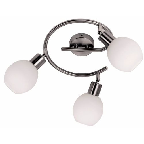 REALITY Cortez  Spot lamp, satin nickel 3*E14 max 40W, bulb excl. canopy Dia:8cm glass Dia:10cm tota Dial:25cm