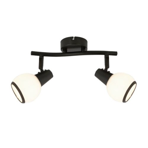 REALITY Loris  Spot lamp,sand black/white glass Dia:8cmcanopy Dia:8cm tube L:25.5cm2*E14,Max.40W,bulb excl.