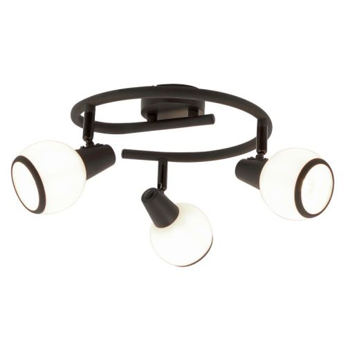 REALITY Loris  Spot lamp G shape,sand black/white glass Dia:8cmcanopy Dia:8cmTotal Dia.25cm H:14cm3*E14,Max.40W,bulb excl.