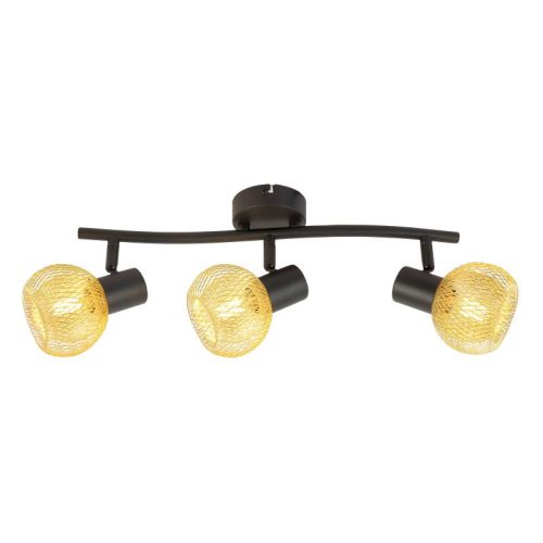 REALITY Loretto  Loretto black 3-ltsand black+Shade galvanized gold mattfor 3 x E14,max.40W bulb not incl.L:40cm shade D:9cm 