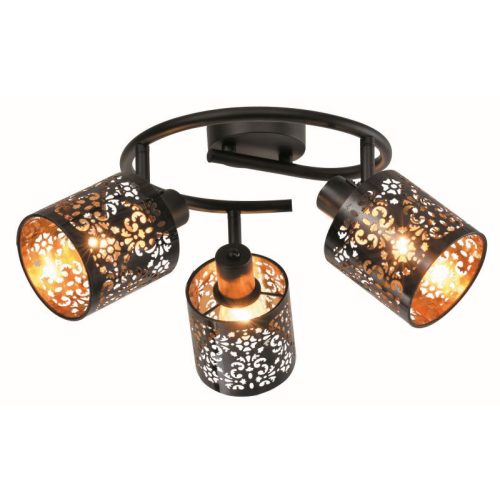 REALITY Kiga 3t spot G shape,satin nickel+silver PS shade/black+black&gold PS shade(laser pattern) Dia.100*100mmlamp Dia.(incl. shades):440mm3-E14 40W bulb not incl.