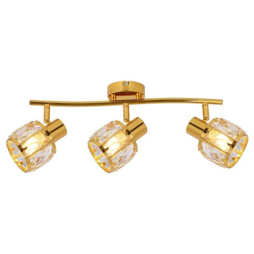 REALITY Crownie gold 3lt spot lamp, shiny gold3*E14,bulb excl.crystal shade Dia:9.6cm H:7cmtube L:45cm canopy Dia:10cm