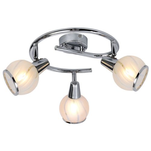 REALITY Megan  3lt G spot lamp,chrome3*E14 bulb excl.sand-blasting glass with clear wavelines+chrome metal ring onbottom,glass Dia:9cmtube Dia:25cm,canopy Dia:8cm - REAL-831033-06