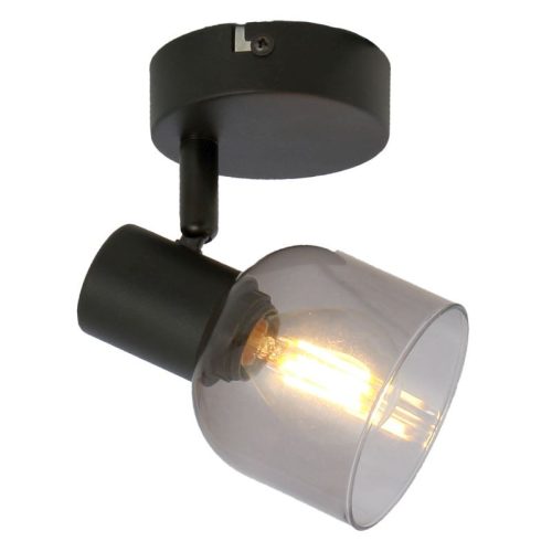 REALITY Judy spot 1-ltmetal blackglass shade smokeyfor 1 x E14, max. 40WL: 10 cmglass L: 8, D: 7 cm