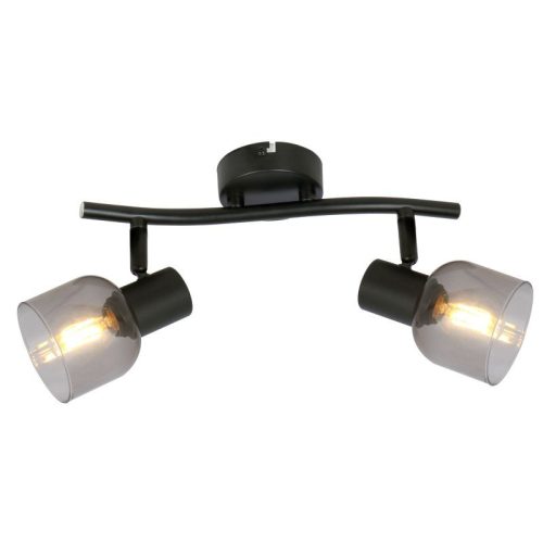 REALITY Judy spot 2-ltmetal blackglass shade smokeyfor 2 x E14, max. 40WL: 25 cmglass L: 8, D: 7 cm