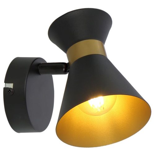 REALITY Breda 1lt spot1*E14 bulb not inclmetal shade matt black+golden insidesize:12*12*16cmcanopy:D8*H2.5cm,shade D10*H12cm