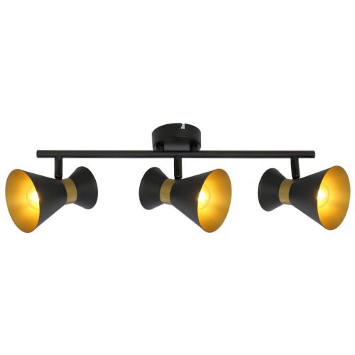 REALITY Breda 3lt spot3*E14 bulb not inclmetal shade matt black+golden insidesize:12*12*50cmcanopy:D8*H2.5cm,shade D10*H12cm