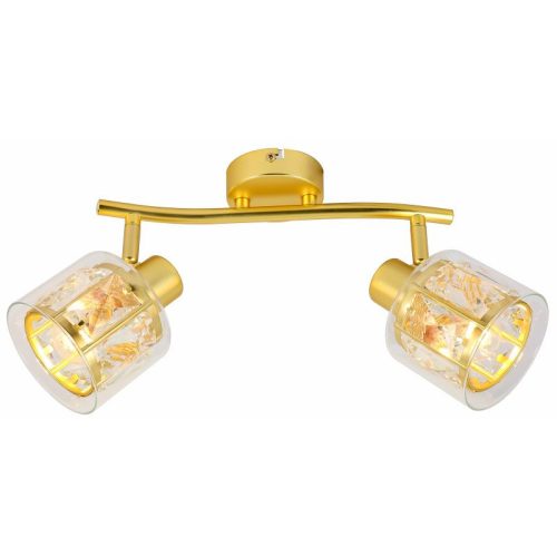 REALITY Elmo 2lt spot lamp,galvanized gold matt2*E14,bulb excl.crystal shade Dia:9.6cm H:7cm + glass shade transparent Dia.10cm H:8cmtube L:34.7cm canopy Dia:9cm