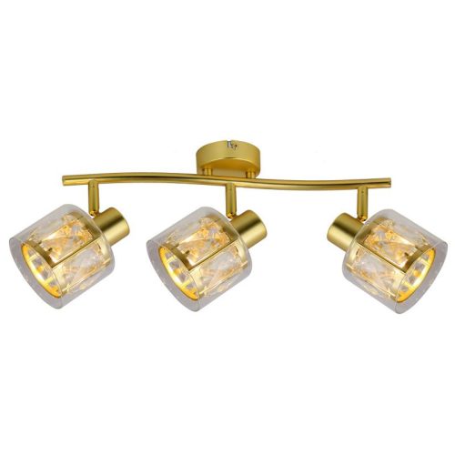 REALITY Elmo 3lt spot lamp, galvanized gold matt3*E14,bulb excl.crystal shade Dia:9.6cm H:7cm + glass shade transparent Dia.10cm H:8cmtube L:45cm canopy Dia:10cm